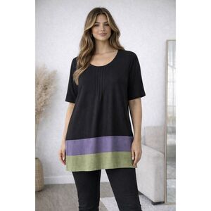 Ulla Popken Bohemian Colorblock Tunic Top Black Purple Green Size 12/14 See Note